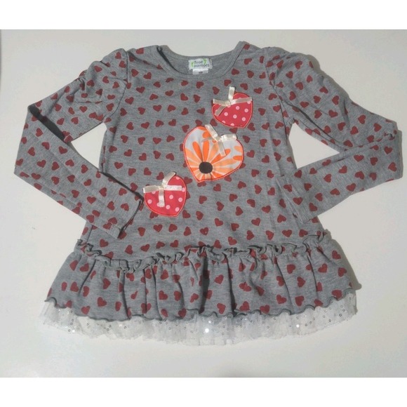 Littoe Potatoes Other - Littoe Potatoes Toddler Girl Gray Long Sleeve Top With Hearts Tulle Hem. Size 4